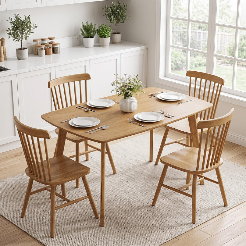 GIANTEX 47" Solid Wood Rectangular Dining Table w/Round Edges