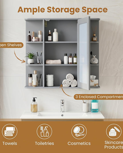 Giantex Wall Mounted Bathroom Medicine Cabinet with Mirror & Shelves