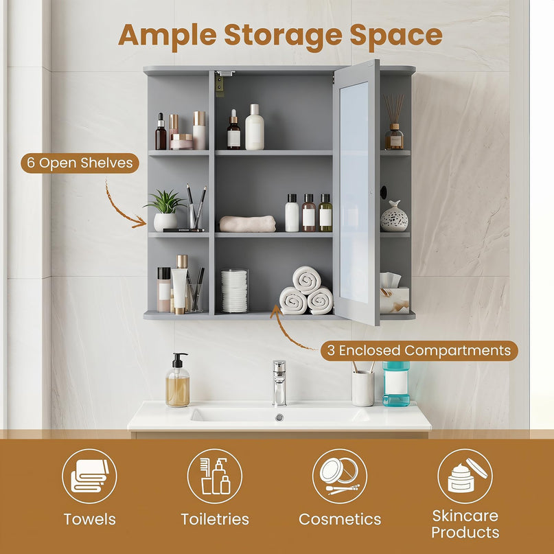 Giantex Wall Mounted Bathroom Medicine Cabinet with Mirror & Shelves
