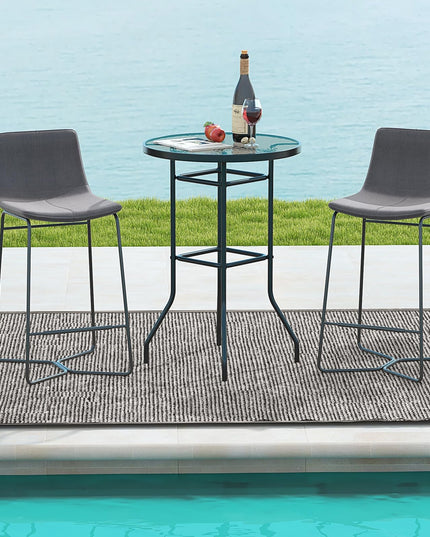 Giantex Patio Bar Table, 38" Height High Top Bistro Table, 27" Round Tempered Glass Tabletop