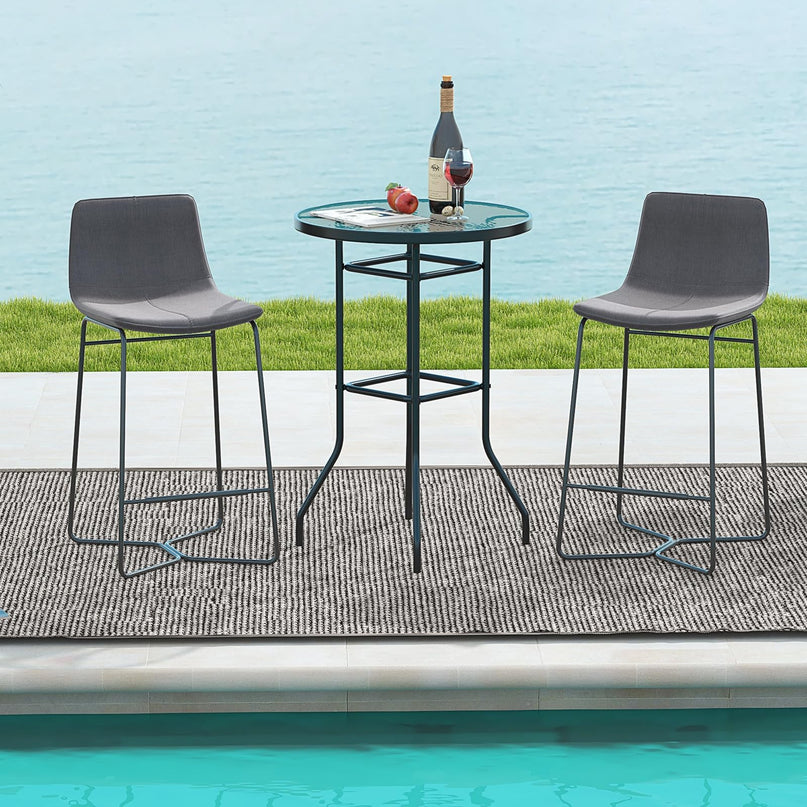 Giantex Patio Bar Table, 38" Height High Top Bistro Table, 27" Round Tempered Glass Tabletop