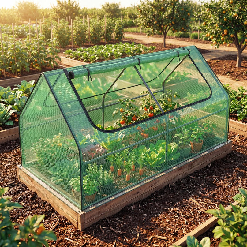 Giantex 3-in-1 Metal Raised Garden Bed with Greenhouse Cover