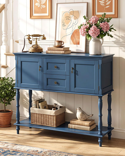 GIANTEX Narrow Console Table with 2 Drawers & 2 Door Cabinets