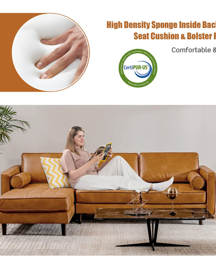 Giantex Sectional Sofa Couch with Chaise Lounge, L-Shaped 3-Seat Sofa Sleeper