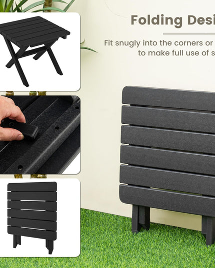Giantex Outdoor Folding Side Table - Foldable Weather-Resistant HDPE Adirondack Table