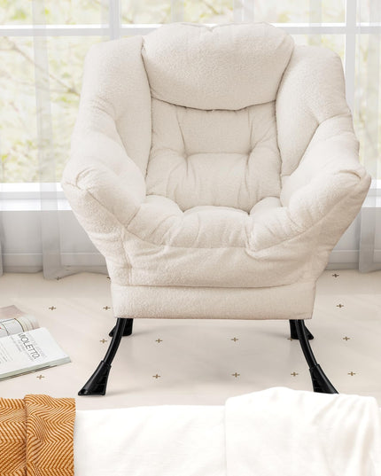 Giantex Set of 1/2 Lazy Chairs, Modern Sherpa Accent Chair w/Upholstered Single Sofa Chair w/Armrests & Side Pocket