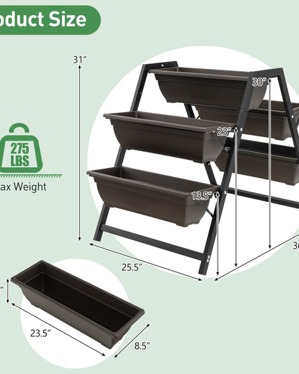 Giantex Set of 2 Vertical Raised Garden Bed, 5 Planter Boxes Container w/ Drainage Holes