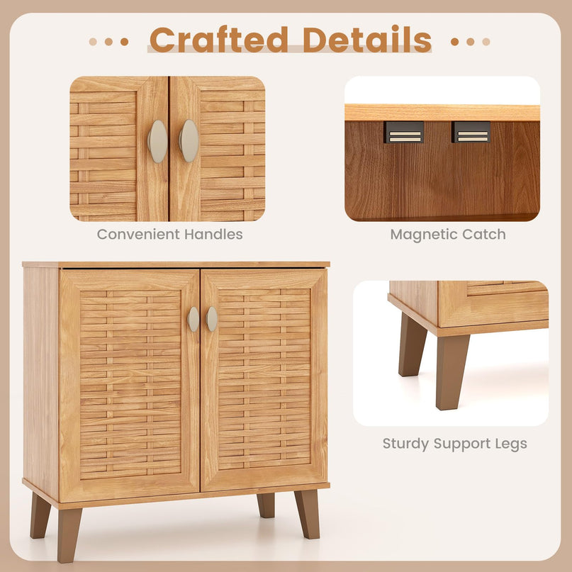 Giantex 4-Tier Shoe Cabinet with 2 Doors & 3 Removable Shelves