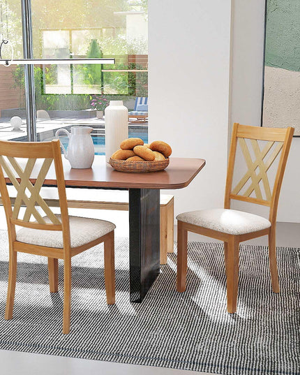 Giantex Wooden Dining Chairs Set of 2/4 Linen Fabric Upholstered Kitchen Chair