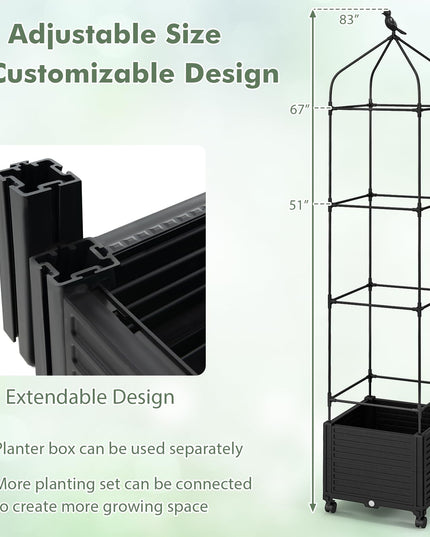 Giantex Raised Garden Bed with Tomato Cages, Obelisk & Bird Top