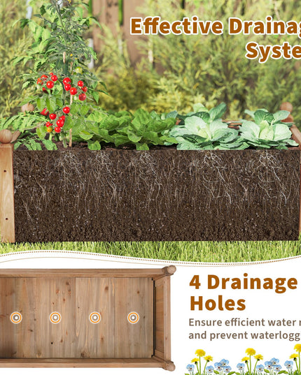 Wood Raised Garden Bed, 46” x 24” x 16” Rectangular Flower Box w/Drainage Holes