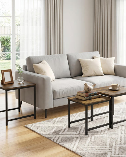 Giantex Modern Nesting Coffee Table Set of 3 with Metal Frame for Small Space