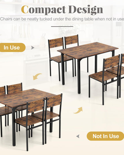 Giantex Dining Table Set for 4, 5-Piece Kitchen Table Set with Dinner Table, Dining Chairs