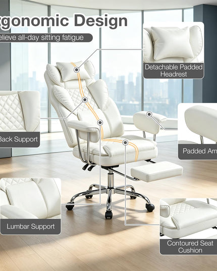 GIANTEX Big and Tall Office Chair with Footrest & Pocket Spring Seat