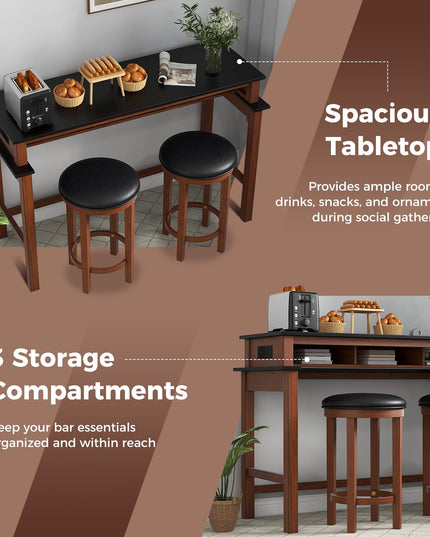 Giantex Small Dining Table Set for 2 - Bar Table and 2 Bar Stools