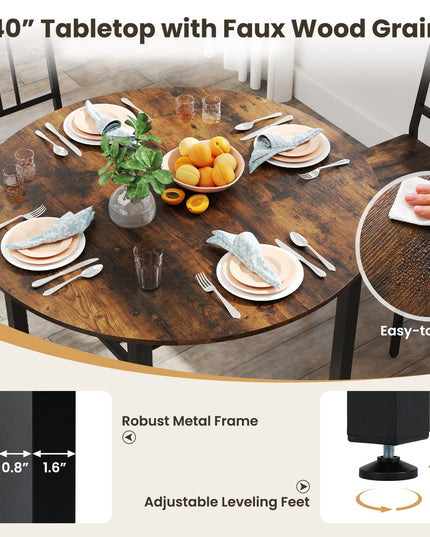 Giantex 40" Round Dining Table with Storage Shelf & Metal Frame
