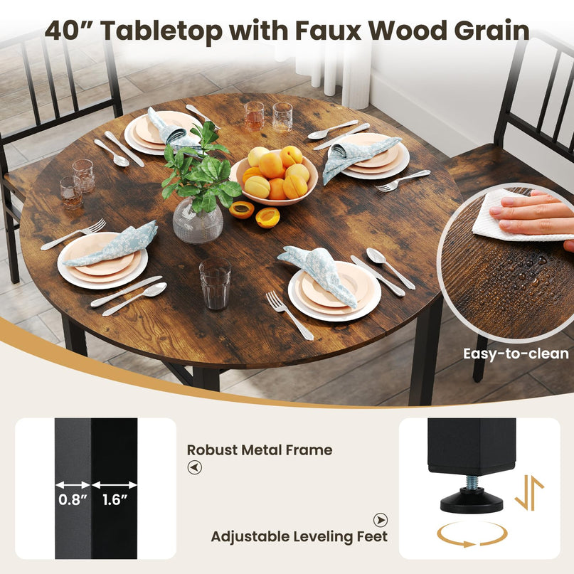 Giantex 40" Round Dining Table with Storage Shelf & Metal Frame