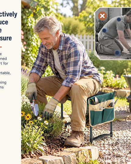GIANTEX 11-Inch Wide Garden Kneeler and Seat | Foldable 2-in-1 Gardening Bench