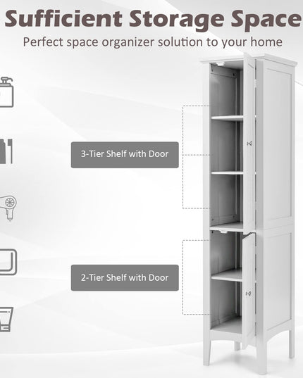 Storage Cabinet Bathroom High Cabinet with 5 Tier Shelves