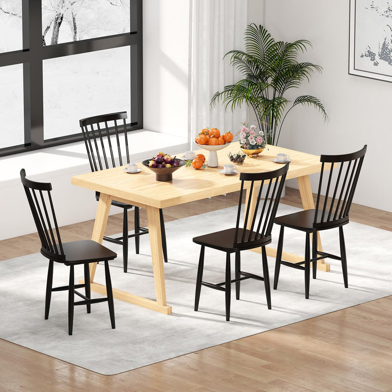 Giantex Windsor Dining Chairs Set of 2/4 w/Spindle Back & Removable Seat Cushion