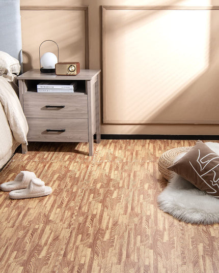 Giantex 100 Sq. Ft Wood Grain Floor Tiles Foam Mat, 25 PCS 24'' x 24'' Puzzle Exercise Mats with Borders