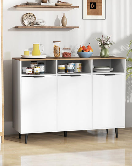 Giantex Sideboard Cabinet - 47” Buffet Cabinet with Storage Compartments, Countertop