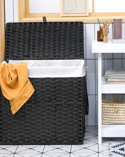 Panier à linge Giantex avec roulettes, panier à 3 sections de 125 L avec 2 sacs de doublure amovibles