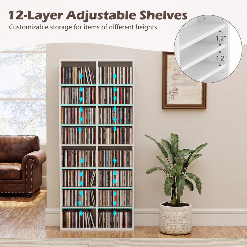 Giantex DVD Shelf 16-Shelf Wide CD Rack(1/2)