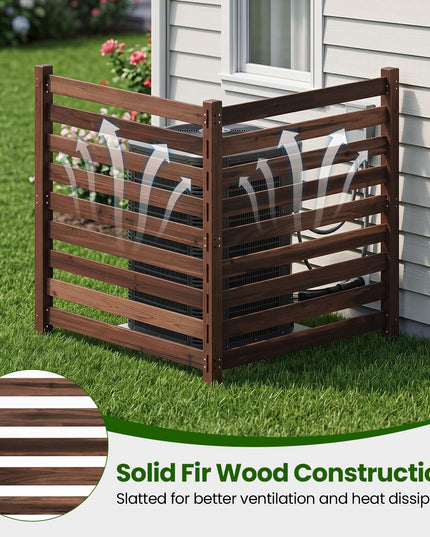 GIANTEX 2/3/4-Panel Outdoor Wood Privacy Screen Air Conditioner Fence