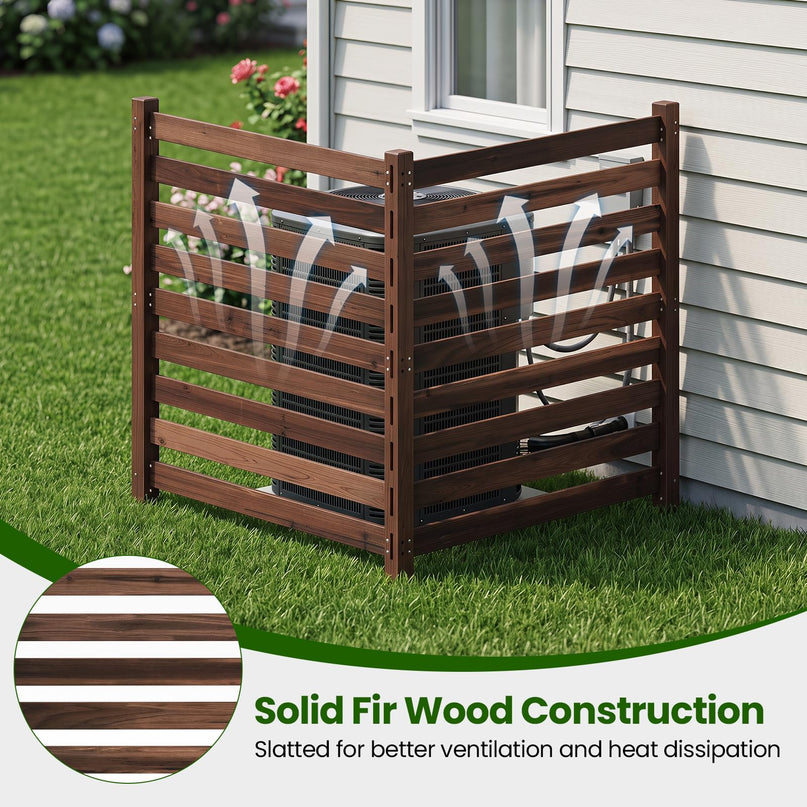GIANTEX 2/3/4-Panel Outdoor Wood Privacy Screen Air Conditioner Fence