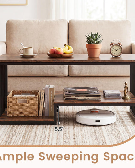 Giantex 43.5" Rectangle 2-Tier Farmhouse Coffee Table with Storage