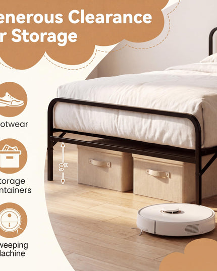 Giantex Foldable Twin Bed Frame with Headboard and Footboard