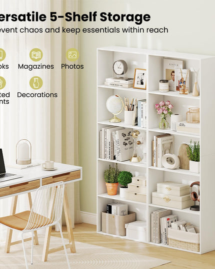 Giantex 5 Tier Bookshelf for Living Room Bedroom Home Office