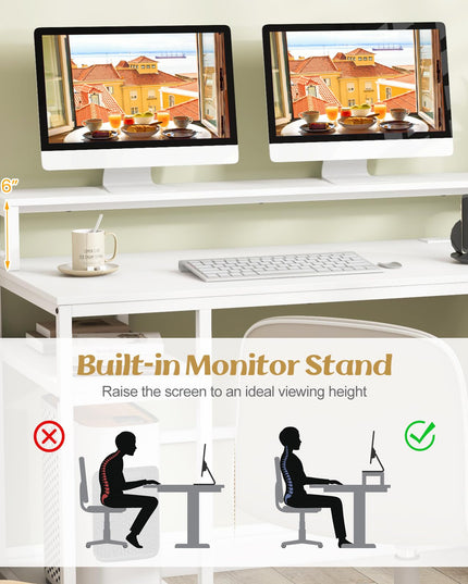 Giantex 66 Inch Home Office Workstation with Charging Station