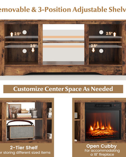 Giantex TV Stand with Fireplace - TV Cabinet with Adjustable Shelves