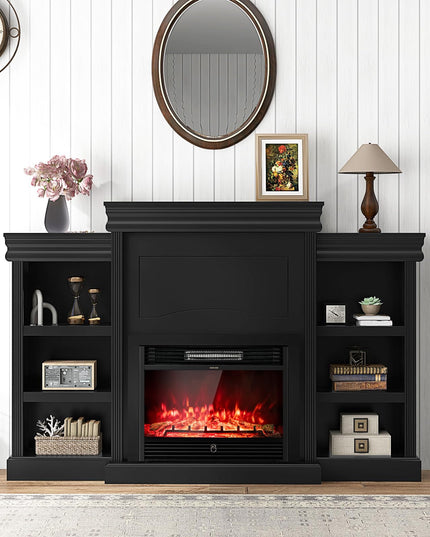 Giantex Electric Fireplace TV Stand - 1500W Electric Fireplace Inserts with 3 Flame Colors