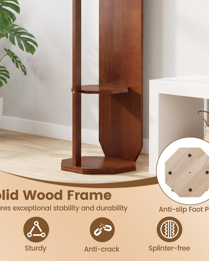 Miroir sur pied en bois Giantex 65,5" avec tringle à vêtements