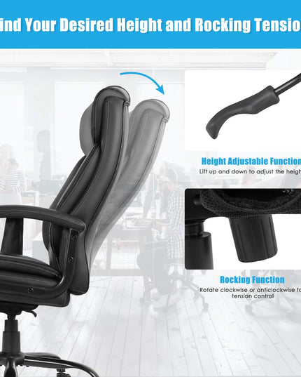 Chaise de bureau Giantex grande taille et robuste (227 kg), chaise de direction massante avec 6 points de vibration