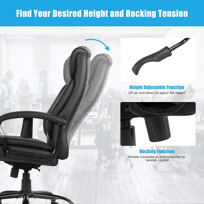 Chaise de bureau Giantex grande taille et robuste (227 kg), chaise de direction massante avec 6 points de vibration