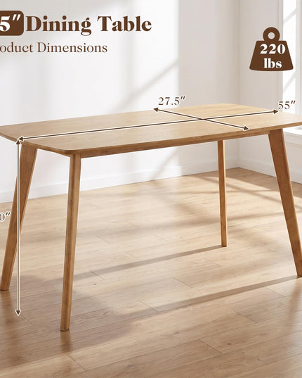 Giantex 55" Solid Wood Rectangular Dining Table for 4-6 (55" x 27.5" x 30")