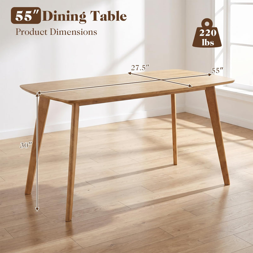 Giantex 55" Solid Wood Rectangular Dining Table for 4-6 (55" x 27.5" x 30")