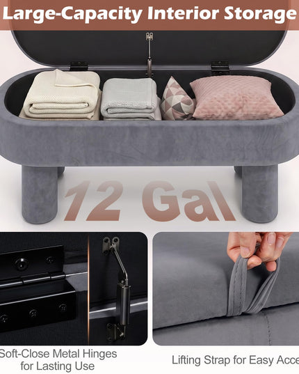 GIANTEX 41" Oval Ottoman with Storage and Upholstered Seat