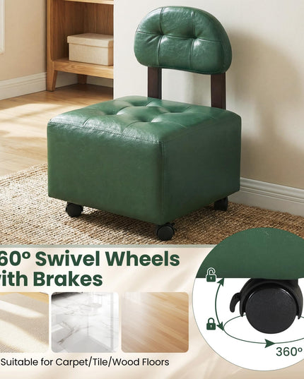 Giantex Small Modern Square Rolling Footrest Stools Set of 2