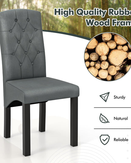Giantex Modern Dining Chairs, Tufted Fabric Dining Room Chairs w/High Backrest, High-density Sponge Cushion