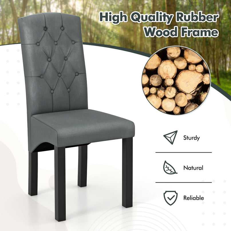 Giantex Modern Dining Chairs, Tufted Fabric Dining Room Chairs w/High Backrest, High-density Sponge Cushion