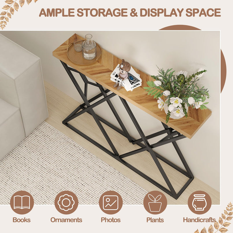 Giantex 55 Inches Console Table Farmhouse Entryway Table