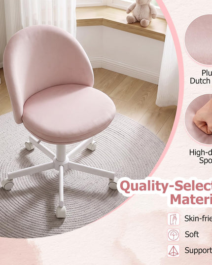 GIANTEX Small Office Chair | Ergonomic Vanity Chair with Low Back (1/2)