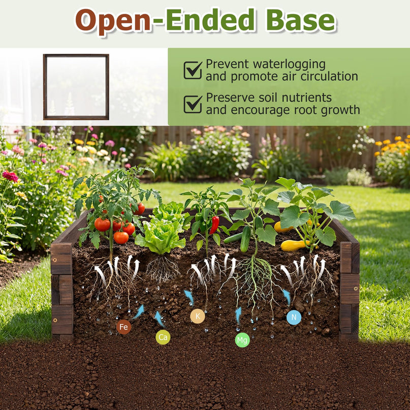 Giantex 23" x 23" Wooden Raised Garden Bed for Patio Yard Garden Balcony
