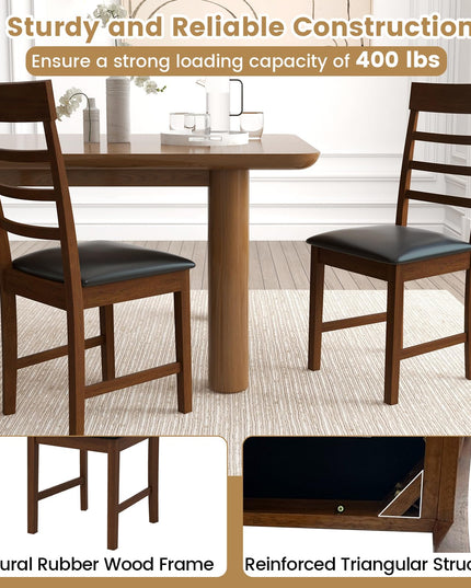 Giantex Wooden Dining Chairs Set of 2/4, PU Leather Upholstered Kitchen Chairs w/Rubber Wood Frame