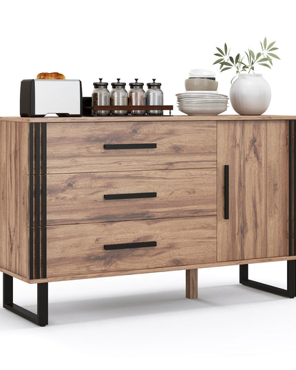 Giantex Buffet Cabinet with Storage, Kitchen Sideboard with 3 Large Drawers & 1-Door Storage Cabinet